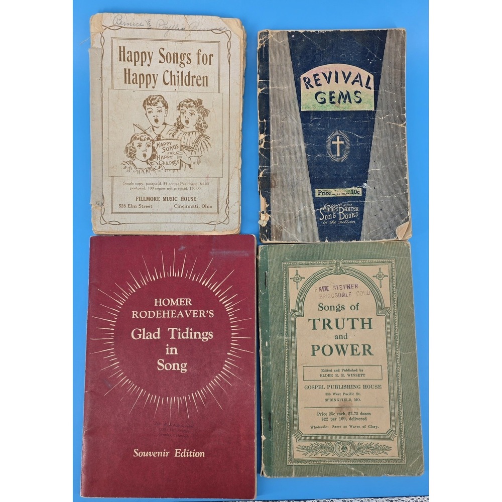 Lot of 4 Vintage Christian Song Books Paperback Hymns Choir Protestant Children